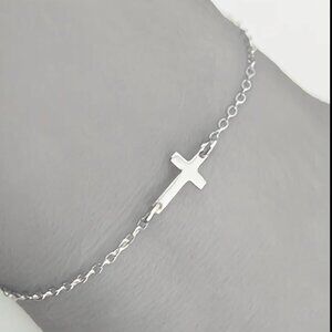 Cross Bracelet Double Sided Silver Tone Bracelet Faith Religious Gifts NWT